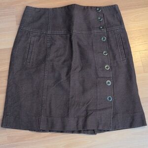 Anthropologie Elevenses High-Waist Brown Button-Detail Women’s Skirt size 10